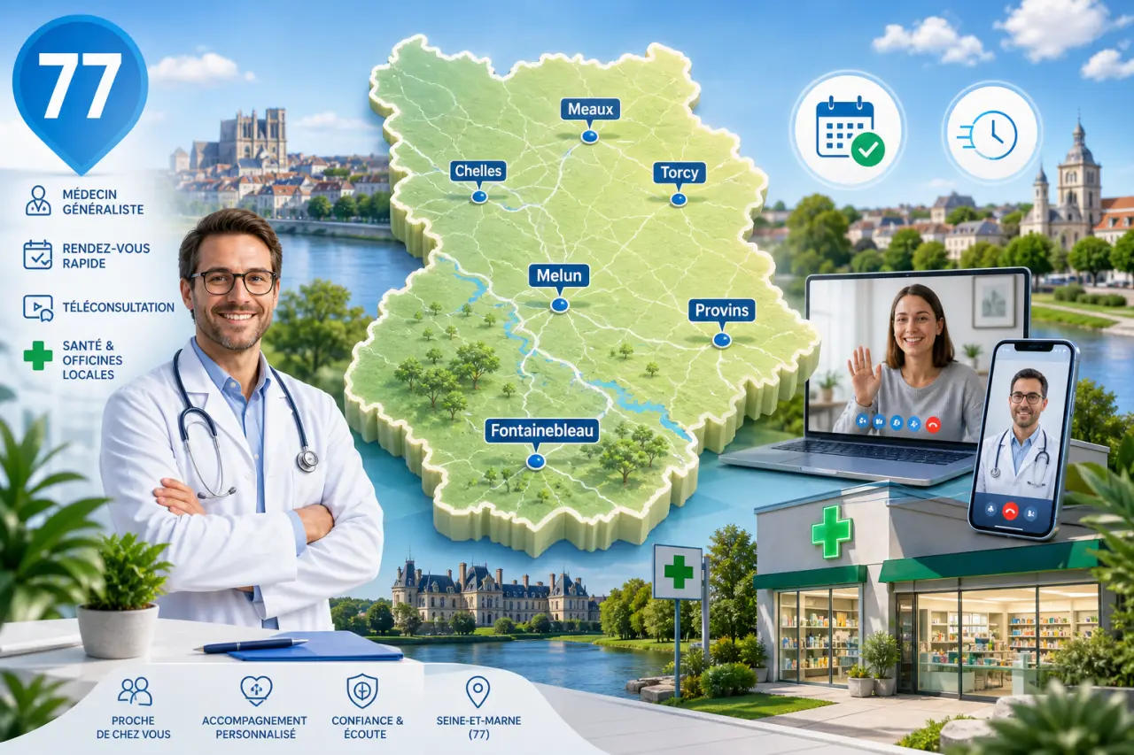 Médecin généraliste en Seine-et-Marne : villes du 77, rendez-vous rapide et téléconsultation