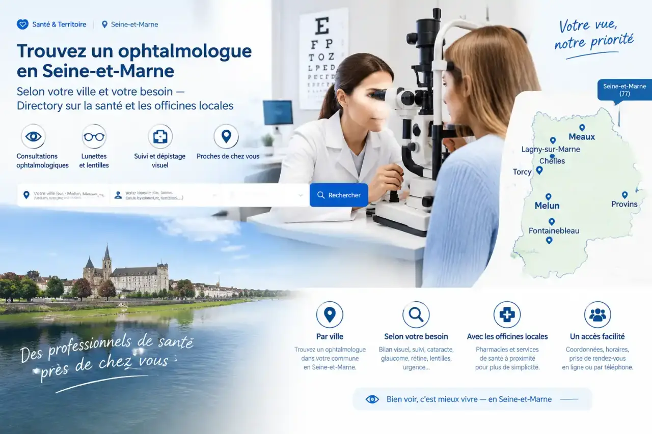 Trouvez un ophtalmologue en Seine-et-Marne selon votre ville et votre besoin