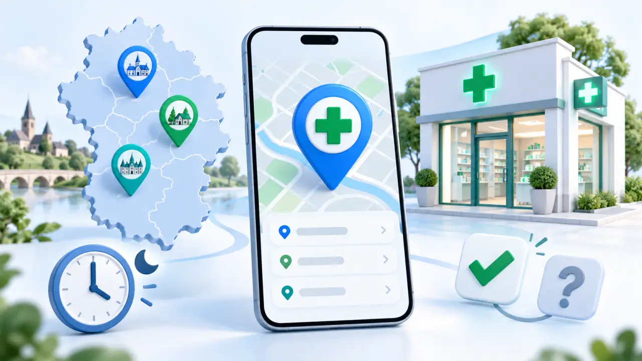 Pharmacienne renseignant un patient sur une pharmacie de garde en Seine-et-Marne